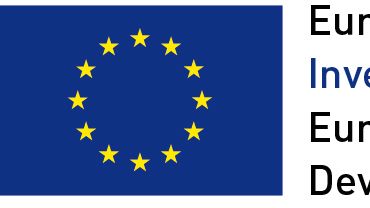 Logo of the European Regional Development Fund with EU symbol (blue background with stars).