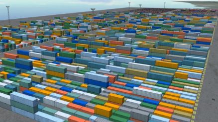 Screenshot from the Digital Port of the CHESSCON Yard View with many containers on a terminal.