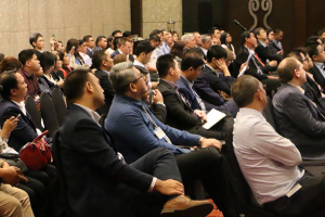 Many people listen to presentations at the Phillipine Ports and Shipping 2019 Conference in Manila.