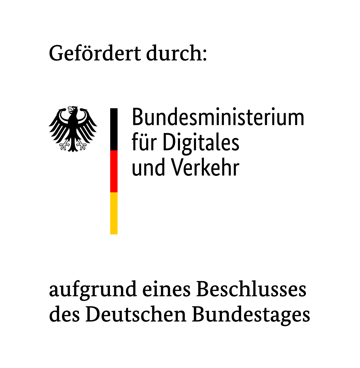 Logo for funding by the Federal Ministry of Digital Affairs and Transport based on a resolution of the German Bundestag.